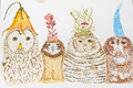 Four Owls in Hats