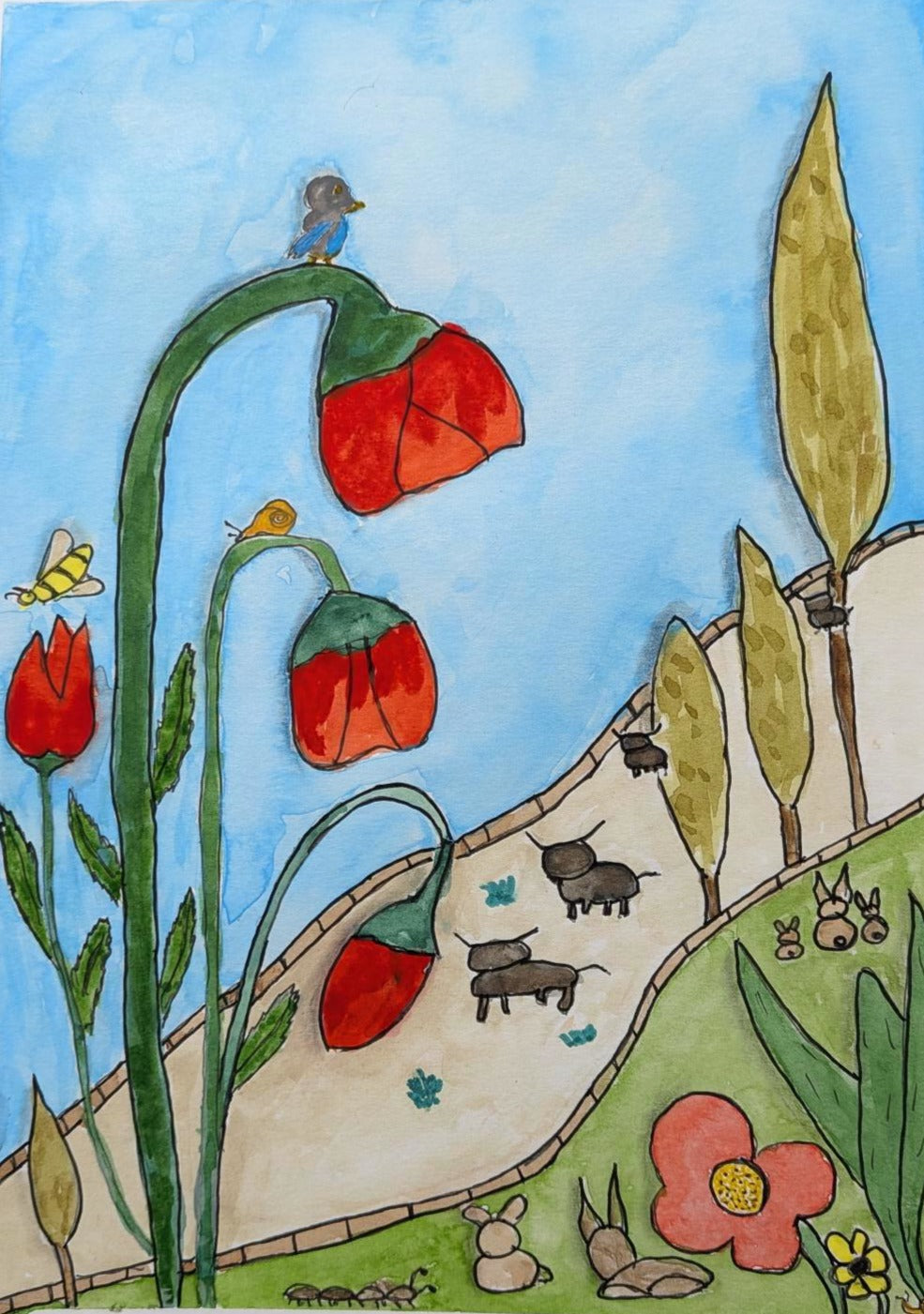 Flowers on a Hillside